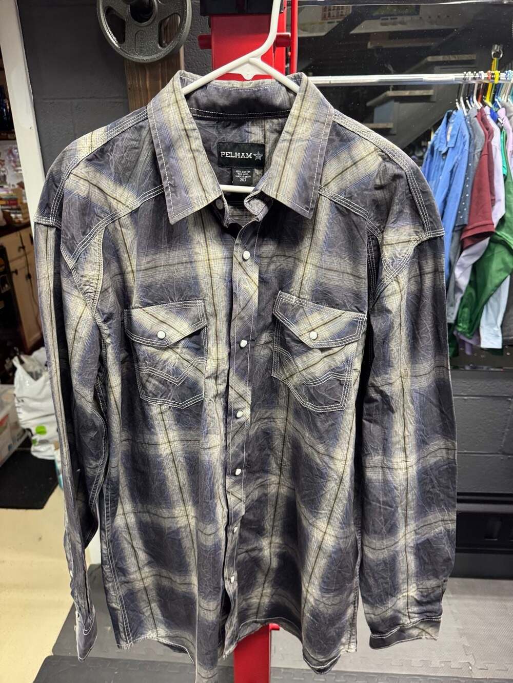 NWT Pelham Men's Plaid Western Snap Button-Down Shirt Style MPL-ORT-13 2XLT